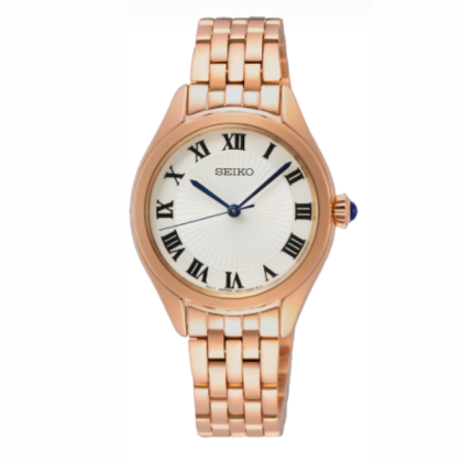 Seiko SEIWSUR332P1 Analogue White Dial Rose Tone Steel Women's Watch